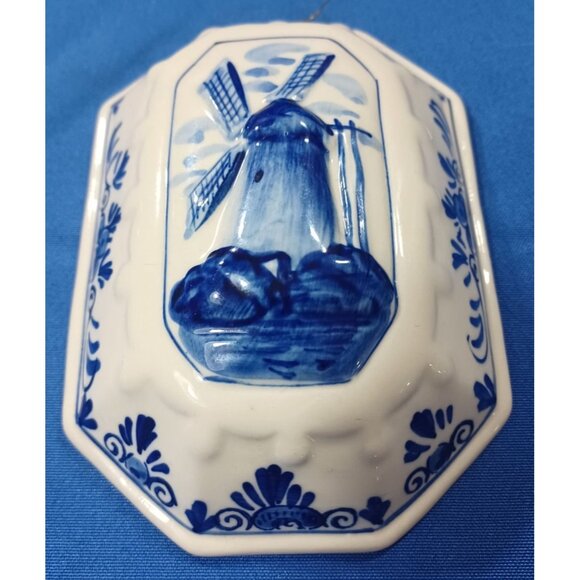 Hand-Painted Delft Blue Dutch Windmill Porcelain Wall Hanging Decor 3D Holland - Picture 3 of 9